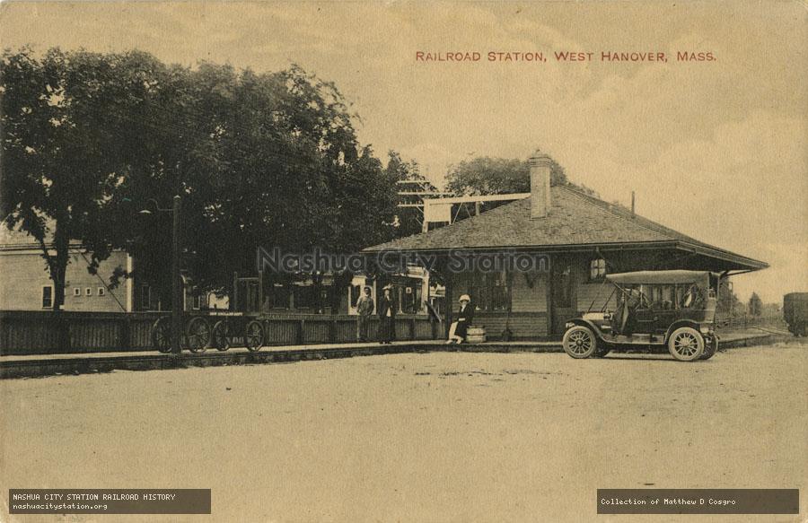 Postcard: Railroad Station, West Hanover, Massachusetts